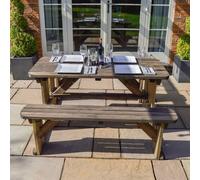 Tinwell 5ft Rounded Picnic Bench - L152 x W150 x H72 cm - Rustic Brown Rutland County Garden Furniture Ltd Brown One Size