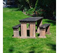 Tinwell 5ft Rounded Picnic Table and Bench Set, L152 x W158 cm, Brown Rutland County Garden Furniture Ltd Brown One Size