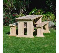 Tinwell 5ft Rounded Picnic Table and Bench Set, L152 x W158 cm, Green Rutland County Garden Furniture Ltd Green One Size