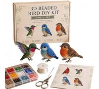 Tiny 3D Beaded Animal DIY Kit, DIY Animals Beading Kit, Easy DIY Beading Embroidery Set with Instructions, for Beginners & Craft Enthusiasts, Desk Decor Vibrant Charm (04)