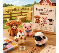 Tiny 3D Beaded Animal DIY Kit Easy Beading Embroidery Kit(Farm Cuties)