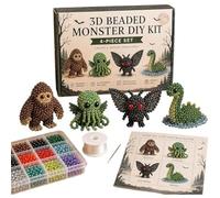 Tiny 3D Beaded Animal DIY Kit, Easy DIY Beading Embroidery Kit with 4 Cute Designs, 3D Animal Themed Beadwork Kit for Beginners Adults & Craft Enthusiasts, with Instructions Gift-gorilla octopus snake