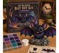 Tiny 3D Beaded Animal DIY Kit, Handmade DIY Animal Beading Kit, Cute Animals Bat Bead Embroidery Kits with Instructions, 3D Animals Beading Embroidery Kits Art Craft Set, for Adults Teens Beginners