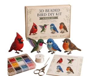 Tiny 3D Beaded Bird Animal DIY Kit,Handmade 3D Beadwork Set with Instructions,Creative Jewelry Art Craft Kit for Teens, Beginners, Enthusiasts, Friends, Home, Office, School, Dorm, Desk, Room,