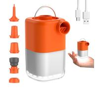 Tiny Air Pump, Portable Electric Air Pump, Mini Air Pump with 3 Brightness Levels & SOS Light Mode, Orange, Rechargeable, 4KPa Fast In/Deflating for Pool Floats/Air Bed/Vacuum Storage Bags