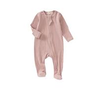 Tiny Alpaca 100% Organic Baby Ribbed Sleepsuits (Blush, 0-3 Months)