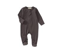 Tiny Alpaca 100% Organic Baby Ribbed Sleepsuits (Charcoal, 0-3 Months)