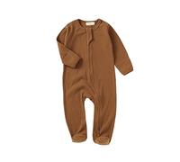 Tiny Alpaca 100% Organic Baby Ribbed Sleepsuits (Clay, 18-24 Months)