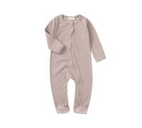 Tiny Alpaca 100% Organic Baby Ribbed Sleepsuits (Mauve, 0-3 Months)