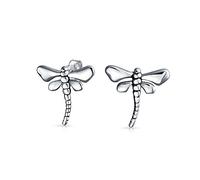 Tiny Animals Nature Garden Insects Dragonfly Firefly Filigree Stud Earrings For Women Teen .925 Sterling Silver