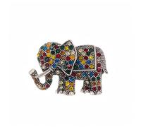 Tiny Antique Silver Plated Elephant Brooch Vintage Floral Crystal Animals Pins Statement Jewellery Gifts Bags Suits Jackets Charms (Multi)