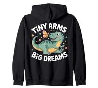 Tiny Arms Big Dreams Cute T-rex and Butterfly Zip Hoodie