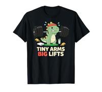 Tiny Arms Big Lifts Funny Dinosaur Gym Weightlifting T Rex T-Shirt