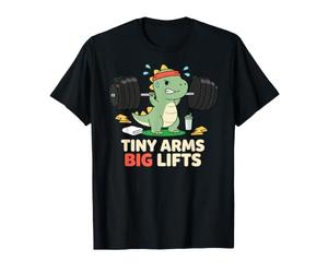 Tiny Arms Big Lifts Funny Dinosaur Gym Weightlifting T Rex T-Shirt