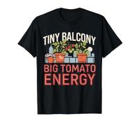 Tiny Balcony Big Tomato Energy Urban Gardener Humor Value Graphic T-Shirt, Men, Black, L