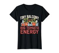 Tiny Balcony Big Tomato Energy Urban Gardener Humor Value Graphic T-Shirt, Women, Black, M
