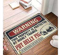 Tiny Bathmat - Warning This Property Is Protected By A Highly Trained Pot Belly Pig Bathroom Stone | Cool Wall Decor - Non Slip Shower Mat Inside Shower/Anti Fatigue Floor &(50X80CM)