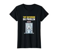 Tiny Bathroom Big Problem Funny Airport Value Graphic T-Shirt, Women, Black, XL