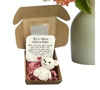 Tiny Bear,Bear Hug with Pocket Token Card | Handmade Uplifting Mini Animal for Men Women Lovers Adults Kids Friend Daily Comfort Support
