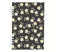 Tiny Bees A5 Notebook, White Small Flowers Notebooks, Lined Paper Shorthand Notebook 120Pages/60Sheets, School Books for Journaling Writing, Work Book for Meeting, Revision Supplies Women Man