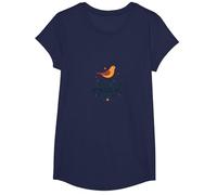 Tiny Birds, Massive Appeal: Charming Avian Whimsy T-Shirt, Girls, Navy, Small