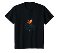 Tiny Birds, Massive Appeal: Charming Avian Whimsy T-Shirt, Kids, Black, 4 Years