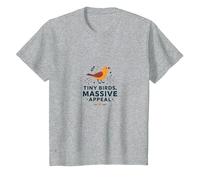 Tiny Birds, Massive Appeal: Charming Avian Whimsy T-Shirt, Kids, Heather Grey, 8 Years