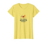 Tiny Birds, Massive Appeal: Charming Avian Whimsy T-Shirt, Women, Lemon, 3XL