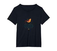 Tiny Birds, Massive Appeal: Charming Avian Whimsy T-Shirt, Women's Plus, Black, 2X