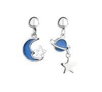 Tiny Blue Earrings Moon Star Stud Earrings for Gilrs Women Asymmetrical Planet Saturn Dangle Earrings Valentine's Day Jewelry Gifts, Copper, No Gemstone