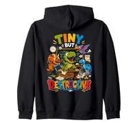 Tiny But Destructive Dinosaur Funny Design Zip Hoodie