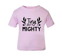 Tiny but Mighty [BBY4] Short Sleeve Cotton Toddler t Shirt, 1-2 Years, Pastel Pink