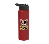 Tiny But Mighty Fierce Chihuahua Cartoon Style Stainless Steel Insulated Water Bottle