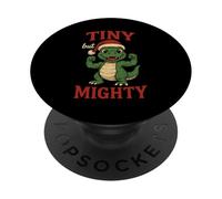 Tiny But Mighty Funny T-Rex Dinosaur Christmas Dino PopSockets Adhesive PopGrip