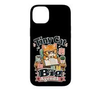 Tiny Cat Big Agenda Planner Humor Funny Retro Saying Case for iPhone 14 Plus