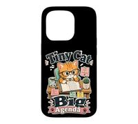 Tiny Cat Big Agenda Planner Humor Funny Retro Saying Case for iPhone 15 Pro