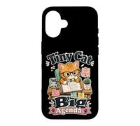 Tiny Cat Big Agenda Planner Humor Funny Retro Saying Case for iPhone 16