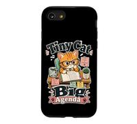 Tiny Cat Big Agenda Planner Humor Funny Retro Saying Case for iPhone SE (2020) / 7/8