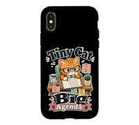 Tiny Cat Big Agenda Planner Humor Funny Retro Saying Case for iPhone X/XS