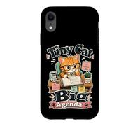 Tiny Cat Big Agenda Planner Humor Funny Retro Saying Case for iPhone XR
