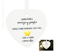 Tiny Ceramic Thank You Gift: Heart-Shaped Plaque with Inspirational Quote - A Sentimental Well Done Gift for Mentor, Friend, Family, or Colleague,for Any Occasion