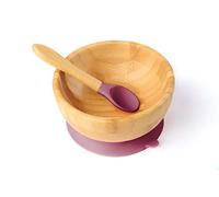 Tiny Chipmunk Baby Bamboo Bowl & Spoon Set with Suction - Stay Put Feeding - Perfect for Weaning - BPA Free