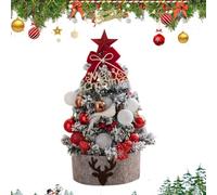Tiny Christmas Tree Battery Operated Vintage Decorations | Desktop LED Holiday Tree Decorations for Home Office Living Room Shelf Mantel Entryway Bedside Party 45cm snow tree red set