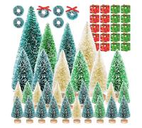 Tiny Christmas Tree | Mini Christmas Tree Decor Set | Decorative Centerpiece Ornament for Porch Mantel Desk Fireplace Bedroom Apartment Outdoor Indoor Home Shelf Office Living Room