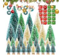 Tiny Christmas Tree, Mini Christmas Tree Set for Bedroom, Artificial Decoration for Centerpiece Shelf Office Indoor Fireplace Mantel Desk Outdoor Porch Holiday