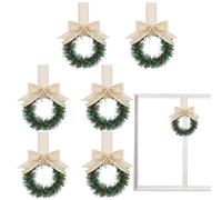 Tiny Christmas Wreaths - 13 x 4 cm Red Linen Check, Beige Miniature Wreath, 6 Artificial Interior Decorations | Family Reunion Decoration, Home Decoration, Workplace Decoration, Seasonal Holiday