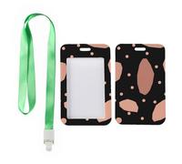 Tiny Circular Dots Card Holder with Green Lanyard, Plastic Card Holder, Vertical ID Cards Protector for Staff, Vertical Name Badges Protector for Student, Teacher Stuff Nurse Essentials