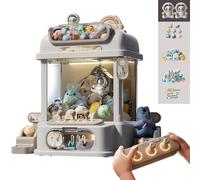 Tiny Claw Machine with Remote Control , Big Claw Machine with 8 Planets,2 Panda Doll,25 Dolls,20 Gashapons for Home Party Christmas Birthday Gifts ,White
