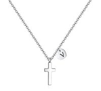 Tiny Cross for Girls | Heart Initial Women| Birthstone Letter Stainless Steel Pendant Jewelry First Communion Baptism Gifts Christmas Birthday