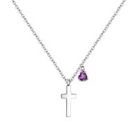 Tiny Cross for Girls | Heart Initial Women| Birthstone Letter Stainless Steel Pendant Jewelry First Communion Baptism Gifts Christmas Birthday